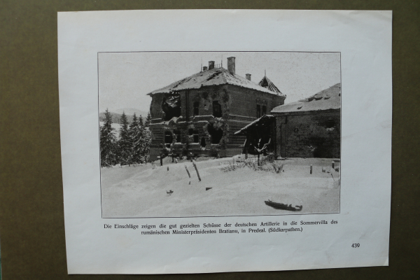 Blatt Ansicht Predeal Rumänien 1914-1918 Villa Ministerpräsident Bratianu zerstört Südkarpathen WK 1 Weltkrieg